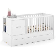 Berço Multifuncional Formare com Cama Auxiliar e Colchões D18 e D33 - Matic Móveis Branco Soft