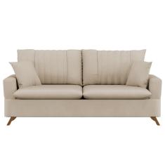 Sofá 160cm 2 Lugares Com Almofadas Pés Curvos Veras Suede D05 Bege Claro - Mpozenato