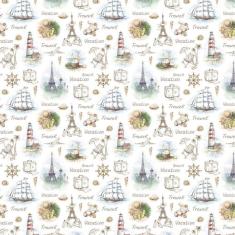 Papel Parede Caravelas Avião Mala Farol Viagem Torre Eiffel