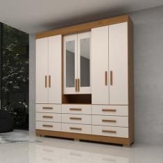 Guarda-roupa Casal 6 Portas 9 Gavetas Capelinha com Espelho 100% MDF 1