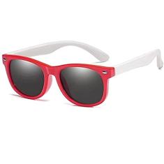 Óculos de sol kids - Oculos de sol infantil de 02-12 anos Dobravel flexivel uv400 com caixinha (vermelho e branco)