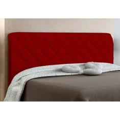 Cabeceira Box Casal 195cm Paris Amassado Vermelho
