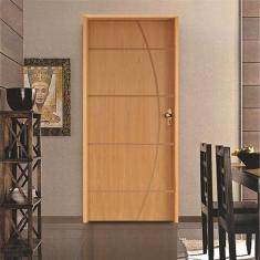 Kit Porta de Madeira 210x82cm Batente 11cm Fechadura Golf Belissima 5 Rodam Imbuia