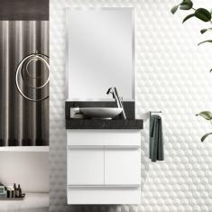 Gabinete para Banheiro Suspenso SLIM 60cm Bumi Branco/Branco