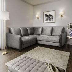 Sofá de Canto Orquídea 5 Lugares em Veludo Cabecasa Madeiramadeira Bege