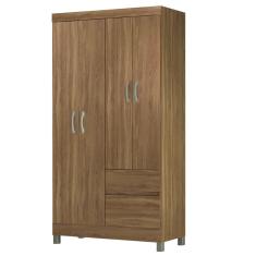 Guarda Roupas Solteiro 4 Portas 2 Gavetas Amêndoa Lótus Demóbile
