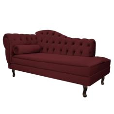 Divã Recamier Juliana Lado Direito 120 cm Suede Bordo - Amarena Móveis