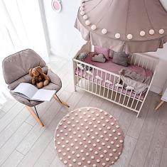 Tapete Infantil Quarto Bebê Menina Jolitex Mimo Redondo Poa