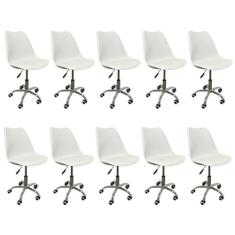 Kit 10 Cadeiras para Escritório Secretária Decorativa Eames Chicago Branco