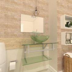 Gabinete de vidro 60cm ac com cuba redonda - incolor - Cubas e Gabinet