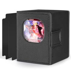 Viyohoh Caixa de baralho MTG para exibição Commander, preta, estilo moderno, caixa de armazenamento de cartões colecionáveis, serve para 100 cartas de manga dupla, adequada para cartões