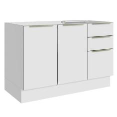 Balcão Gabinete de Pia Madesa Lux 120 cm 2 Portas 3 Gavetas (Sem Tampo