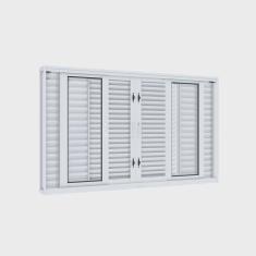 Janela Veneziana de Correr Central Flex 6 Folhas Facilità 120cmx150cm Lucasa