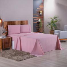 Jogo de Lençol Liso Padrão 4 Peças 180 Fios 100% Algodão - Rose
