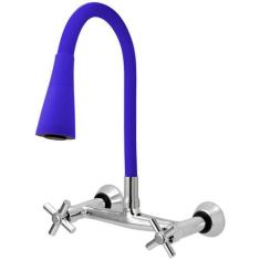 Torneira Misturador Gourmet Flexível Cone Azul Parede - Furkin, Volant