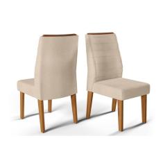 Cadeira Sala De Jantar Ondina Kit 2 Un Rústico Terrara/linho Saara - Dj Móveis