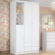 Guarda Roupa Infantil 03 Portas 02 Gav. Pique Esconde Henn Branco