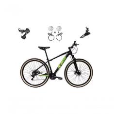 Bicicleta Aro 29 Ksw Xlt 24v K7 Câmbios Shimano Freio Hidráulico Garfo Trava Pneu Faixa - Preto/verde Tam.17