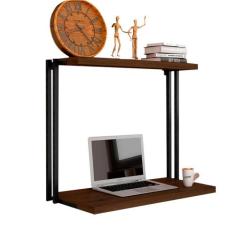 Escrivaninha Suspensa Industrial Milos Preto/imbuia - Moveis Arapongas