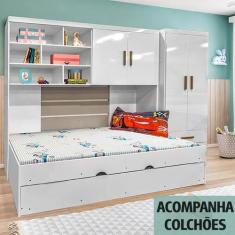 Quarto Completo Modulado Infantil Chiara com Guarda Roupa, Módulo Aére