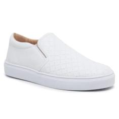 Tênis Feminino Slip On Casual Macio Confortável - Bono Rock, Branco, 3