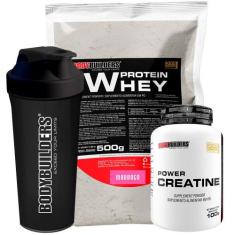 KIT Whey Protein 500g + Power Creatina 100g + Coqueteleira - Bodybuild