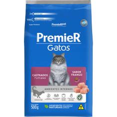 Ração Seca Premier Pet Ambientes Internos Frango 7 a 11 Anos para Gatos Castrados - 500 g