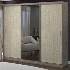 Guarda Roupa Casal com Espelho 3 Portas de Correr Foscarini Demolição/marfim Areia