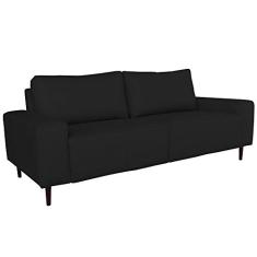 Sofá 02 Lugares Sala de Estar Recepção 200cm Brad Couro Preto - Gran Belo