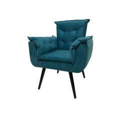 Poltrona Opala Decorativa Suede - Azul Turquesa - Cor: Azul
