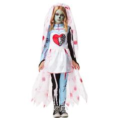 Fantasia Halloween Noiva Cadáver Menina Zumbi Infantil Luxo