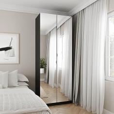 Guarda Roupa 2 Portas com Espelho Cabideiro 2 Gavetas Hera Cabecasa Madeiramadeira Preto