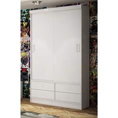 Guarda Roupa Solteiro 2 Portas 4 Gavetas 1450 Móveis Percasa Branco