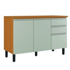 Balcão de Cozinha Triplo Com Tampo 3 Portas 2 Gavetas 1,20m Cinamomo/Off White Namur Itatiaia