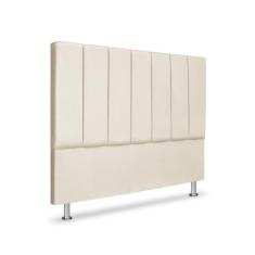 Cabeceira Estofada Cama Box Casal 140 cm Carla Premium  - Veludo Bege 