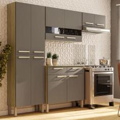 Armário de Cozinha Compacta 10 Portas 2 Gaveta com Balcão Nala - Kit's