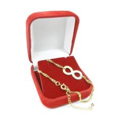 Pulseira Feminina 16/21Cm 1Mm Infinito Folheado Ouro Pl241B - Wnbijout