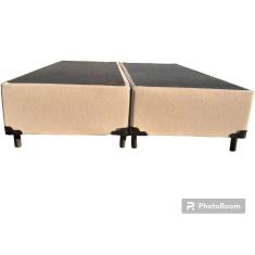 Base Box King Bipartido Blindado Linhão Bege