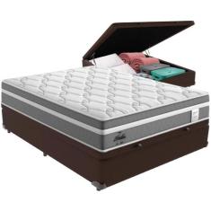 Cama Box Baú e Colchão Berlim Molas Ensacadas Casal Probel, Marrom