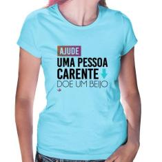 Baby Look Doe um beijo - Foca na Moda, Azul bebê, M