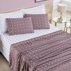 Jogo lençol King Balls Micropercal 200Fios 4pç 100% Poliéster - Rosê -