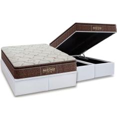 Cama Box Baú King: Colchão Anatômico Probel Guarda Costas Extra Firme + Base crc Courano White (193x203)