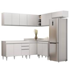Armário De Cozinha Modulado De Canto 7 Peças Cp19 Balcão Sem Tampo Branco - Lumil