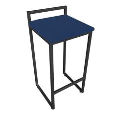 Banqueta Pietra Suede Azul Marinho Base Preto D03 - D'Rossi - D Rossi