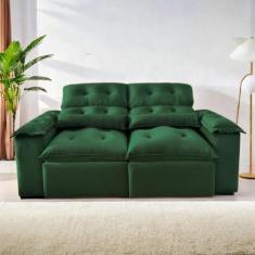 Sofá Retrátil e Reclinável 2,00m em Tecido Veludão C/ Pillow nos Braço