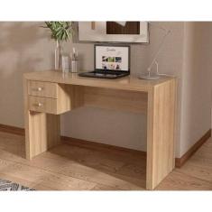Mesa de Computador Solteiro ME-4123 c/ 2 Gavetas Amêndoa - Tecno Mobil