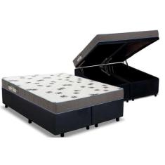 Cama Box Baú Queen: Colchão Espuma Ortobom D33 Light Saúde + Base CRC 