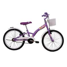 Bicicleta Infantil Aro 20 Feminina Fashion Lilas com Paralama e Cesta