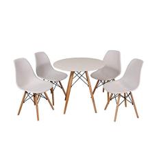 Kit Mesa Jantar Eames Eiffel 90cm + 4 Cadeiras Eames Eiffel - Branca