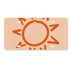 DIYthinker Sunshine Sun Pintura à mão Placa de carro laranja Decoração de carro Acessório de aço inoxidável